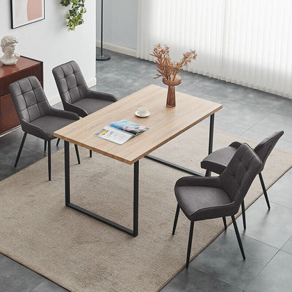 Set of 2 Dining Chairs Faux Leather/Velvet Upholstered Metal Legs Kitchen Chair