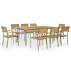 9 Piece Outdoor Dining Set Solid Acacia Wood and Steel E8K8