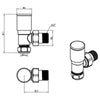 Chrome 15mm pipe connection Radiator Valves - Angled Valves for Towel Rail
