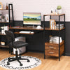 Wooden Computer Desk 3-Tier Shelves Computer Workstation W/ CPU Stand & Drawer