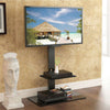 Adjustable Swivel Mount Floor TV Stand with 2 Tier DVD Shelf & Wire Management