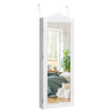 Wall-mounted Jewelry Storage Cabinet Door Hanging Jewelry Armoire w/ Full Mirror