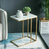 Sofa Side Table Marble Top C-Shape Laptop Stand Tray Slide Under Couch End Table