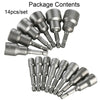 14pc/set 1/4 Nut Driver Bit Set Hex Magnetic Metric Socket Impact Drill Adapter