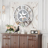 3D Large Mirrored Wall Clock Diamond Crystal Roman Numerals Silver Wall Clock UK