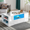 High Gloss LED Coffee Table With Storage 2 Drawers Wooden Living Room Furniture