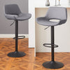 2pcs Faux Suede Seat Back Barstools Metal Base Breakfast Salon Chair Adjustable