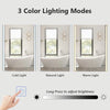 White Bathroom Mirror Wall Mounted Hanging 3 Colors LED Lights Dimmable IP44