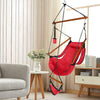 Hammock Hanging Chair Air Deluxe Sky Swing Outdoor/Indoor Chair Solid Wood Red