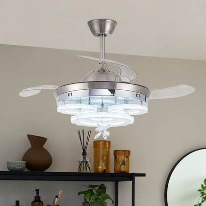 2 in 1 Modern Chandelier Ceiling Fan Light LED Lamp with Remote Living Room 42