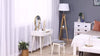 Modern Dressing Table Makeup Vanity Desk w/ 2 Drawers Round Mirror for Bedroom