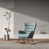 Fabric Upholstered Wing Back Lazy Rocking Chair Fireside Bedroom Lounge Armchair