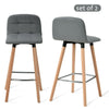 2 Pcs PU Leather Bar Stools Breakfast Stool Kitchen Pub Chairs Seat Grey