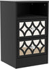 Black Bedside Table Tall Wooden Cabinet Open Storage Shelf 2 Mirrored Drawers