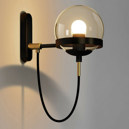 Glass Ball Wall Light Spherical LED Wall Lamp Vintage Industrial Loft Bar Sconce