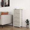 Fabric Cabinets Storage Unit Chest of 4 Drawers Bedside Table Organiser Beige