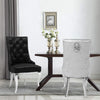 Luxury Velvet Lion Head Knocker Buttoned High Back Dining Chairs with Metal Legs