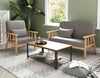 Wooden Armchair Sofa Couch Linen Solid w/ Cushion Lounge Living Room Dark Gray