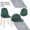 4x Green Velvet Dining Chairs Wooden Metal Legs&White Marble Glass Dining Table