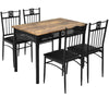 5PCS Dining Table & Chair Set Breakfast Bar Kitchen Furniture with Padded Seat