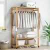 3 Layer Wooden Rail Clothes Hanging Coat Stand Shoe Rack Shelve Storage Wardrobe