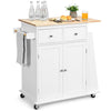 Kitchen Island Rolling Storage Cabinet Trolley Cart Adjustable Shelves 2 Drawers