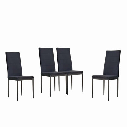 4pcs Black Velvet Padded Seat Dining Chairs for Dining Room Kitchen Living Room