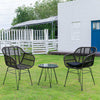 Three-Piece Rattan Garden Furniture 2 Seat Bistro Table Chair Outdoor Patio Set