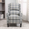 ONPNO Tartan Reclining Chairs Wing Back Armchair For Living Room Grey