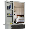 Dressing Table with Drawers, Mirror Stool Set Makeup Desk Vanity Table Bedroom