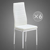 6 Faux Leather Chairs Padded Seat for Kitchen Dining Room Furniture White