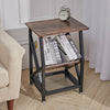 Sofa Side Table Rustic Industrial End Telephone Table 2 Tier Shelves Bookcase