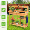 Garden Potting Table Wooden Planting Bench W/ Hooks Sink Drawer and Open Shelves
