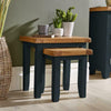 Modern Blue Painted Solid Wood Nest of 2 Side End Coffee Tables Living Room Set