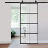 Modern 6ft Sliding Door Track Barn Door Hardware Set Kit Single Door Black