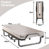 Folding Bed Rollaway Beds Portable Bed on Wheels W/ Memory Foam Mattress