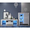 White TV Stand Cabinet Cupboard High Gloss Front Matt Unit Glass Shelf LED Light