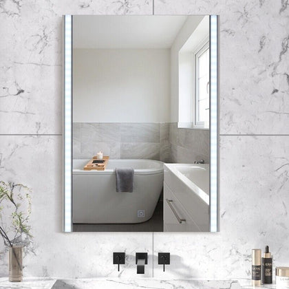 White Bathroom Mirror Wall Mounted Hanging 3 Colors LED Lights Dimmable IP44