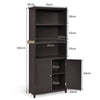 Wooden Tall Bookcase 3-Tier Shelving Storage Cabinet 2 Doors Display Organizer