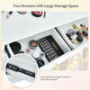 Dressing Makeup Table Set Vanity Desk Set w/Stool 2 Drawer LED Mirror Bedroom