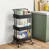 Utility 3-Tier Beauty Salon Kitchen Storage Trolley Cart Mobile Shelving Unit UK