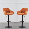 2/4X Luxury Bar Stools Velvet Padded＆Armrest Swivel Bar Chairs Breakfast Kitchen