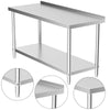 3 4 5 6ft Steel Catering Prep Tables w/ Extra Top Shelf Kitchen Dissecting Bench