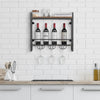 Wall Mounted Wine Rack 2-Tier Wine Storage Shelf Industrial Wine Bottle Holder