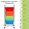 4-Drawer Mobile Storage Trolley Cart w/4 Removable Plastic Drawer Large Capacity