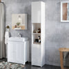 White Tall Bathroom Cabinet Slim Storage Cabinet w/ 2 High Gloss Doors&6 Shelves