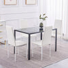 4x White Faux Leather Dining Chairs Tempered Glass Dining Table Dining Room Set
