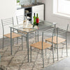 Modern Glass Dining Table and 4 Chairs Set MDF Cushion Home Kitchen Furniture
