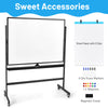 90 x 120CM Double Side Mobile Magnetic Whiteboard Adjustable Dry Erase Board
