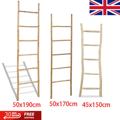 Wooden Ladder Towel Rail With 4 Hanging Shelves Holder Modern for the Bathroom